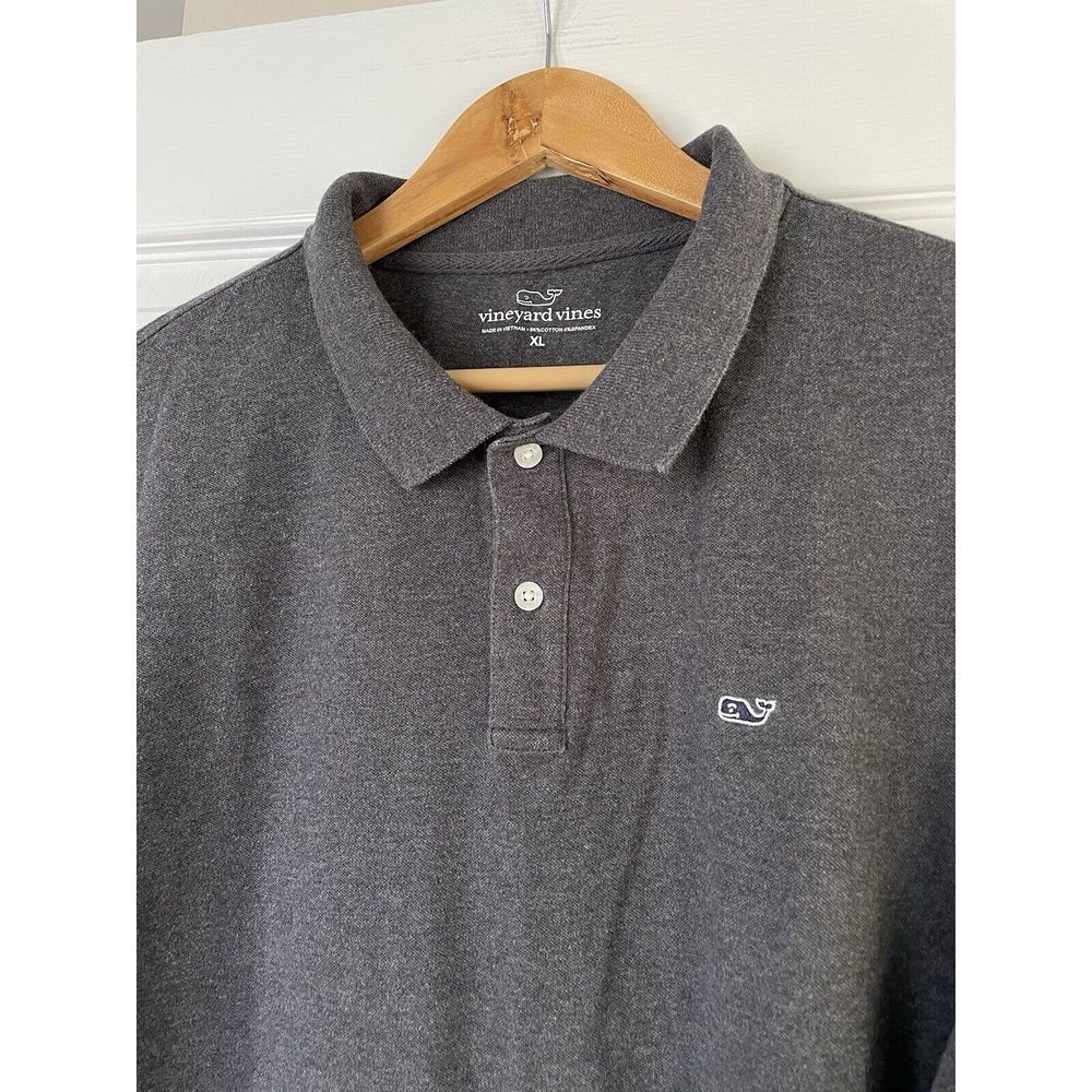 Vineyard Vines Men's Size XL Classic Fit Charcoal Gray Polo with Whale Logo